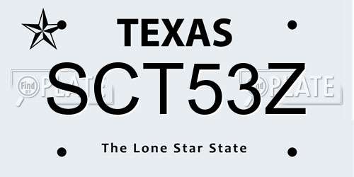 SCT53Z Texas License Plate