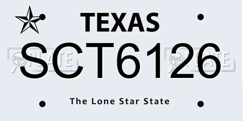 SCT6126 Texas License Plate