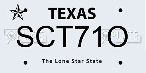 SCT71O Texas License Plate