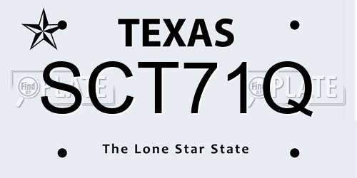 SCT71Q Texas License Plate