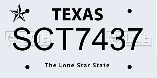SCT7437 Texas License Plate