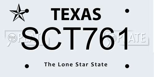 SCT761 Texas License Plate
