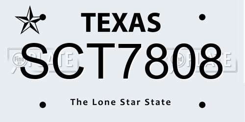 SCT7808 Texas License Plate
