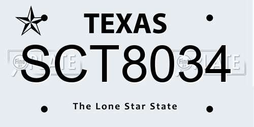 SCT8034 Texas License Plate