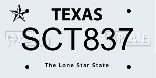 SCT837 Texas License Plate