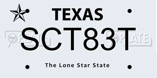 SCT83T Texas License Plate