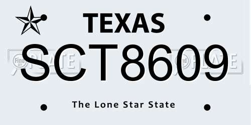 SCT8609 Texas License Plate