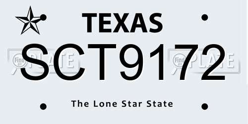 SCT9172 Texas License Plate