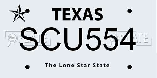 SCU554 Texas License Plate