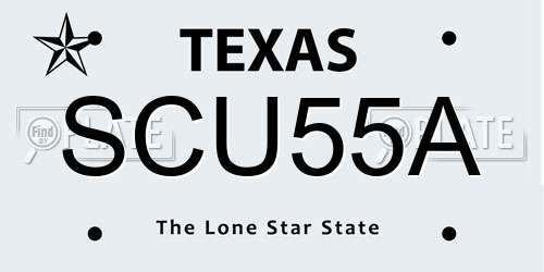 SCU55A Texas License Plate