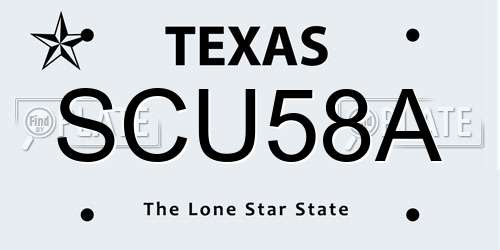 SCU58A Texas License Plate