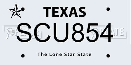 SCU854 Texas License Plate