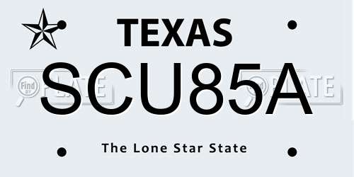 SCU85A Texas License Plate