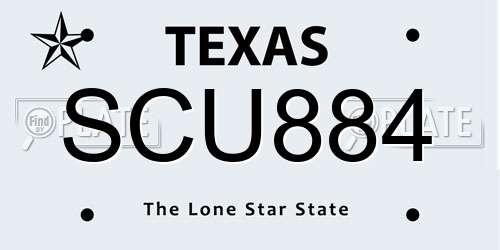 SCU884 Texas License Plate