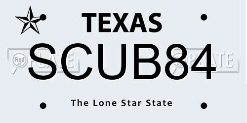 SCUB84 Texas License Plate