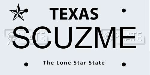 SCUZME Texas License Plate
