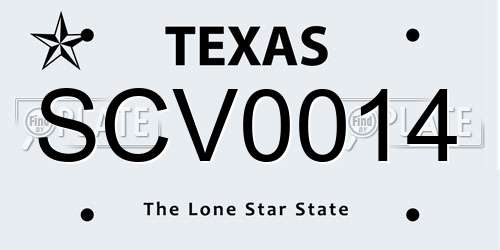 SCV0014 Texas License Plate