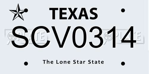 SCV0314 Texas License Plate