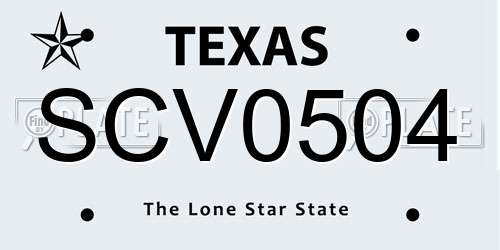 SCV0504 Texas License Plate