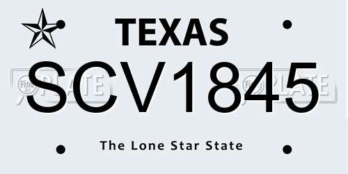 SCV1845 Texas License Plate