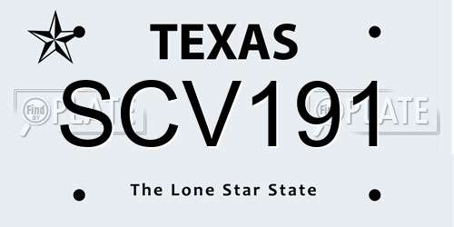 SCV191 Texas License Plate