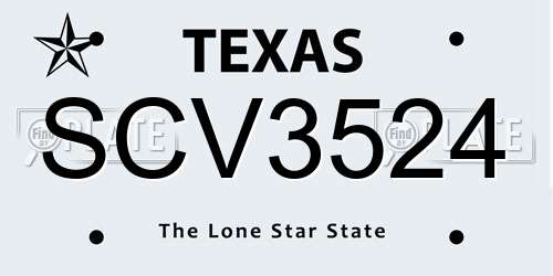 SCV3524 Texas License Plate