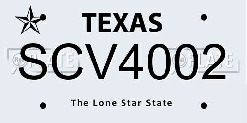 SCV4002 Texas License Plate