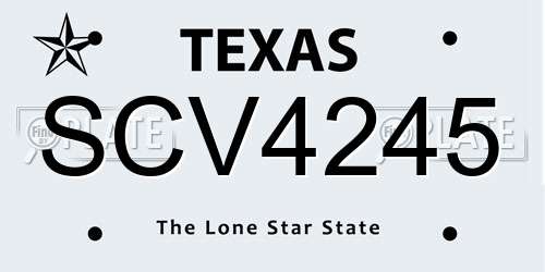 SCV4245 Texas License Plate