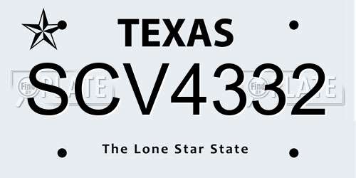 SCV4332 Texas License Plate