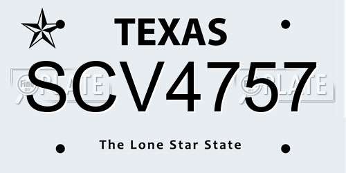 SCV4757 Texas License Plate