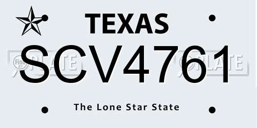 SCV4761 Texas License Plate
