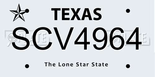 SCV4964 Texas License Plate