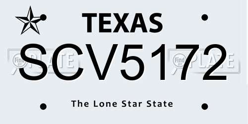 SCV5172 Texas License Plate