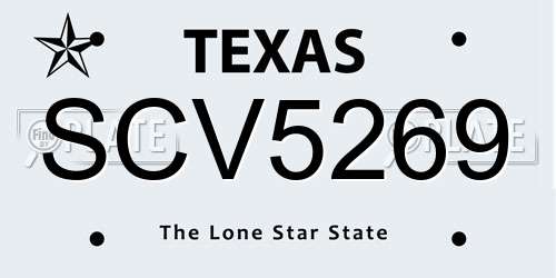 SCV5269 Texas License Plate