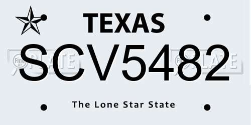 SCV5482 Texas License Plate