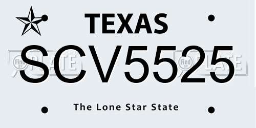 SCV5525 Texas License Plate