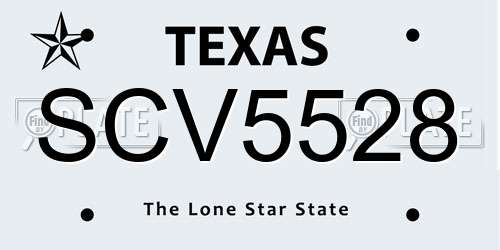 SCV5528 Texas License Plate