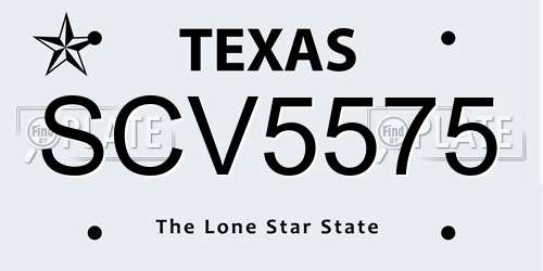 SCV5575 Texas License Plate