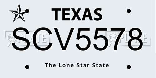 SCV5578 Texas License Plate