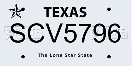 SCV5796 Texas License Plate