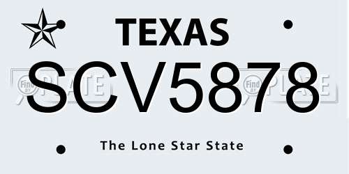 SCV5878 Texas License Plate
