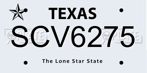 SCV6275 Texas License Plate