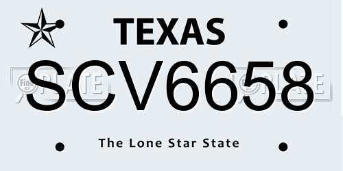 SCV6658 Texas License Plate