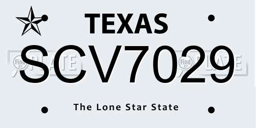 SCV7029 Texas License Plate