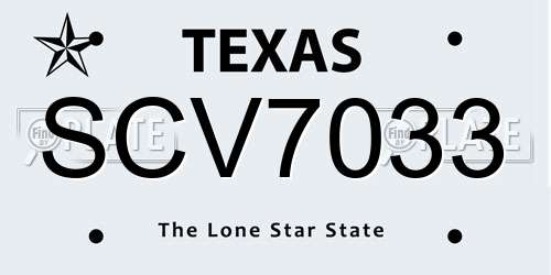 SCV7033 Texas License Plate