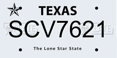 SCV7621 Texas License Plate