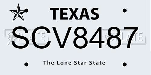 SCV8487 Texas License Plate