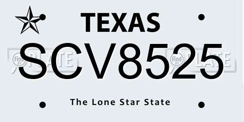 SCV8525 Texas License Plate