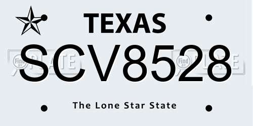 SCV8528 Texas License Plate