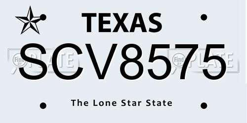 SCV8575 Texas License Plate
